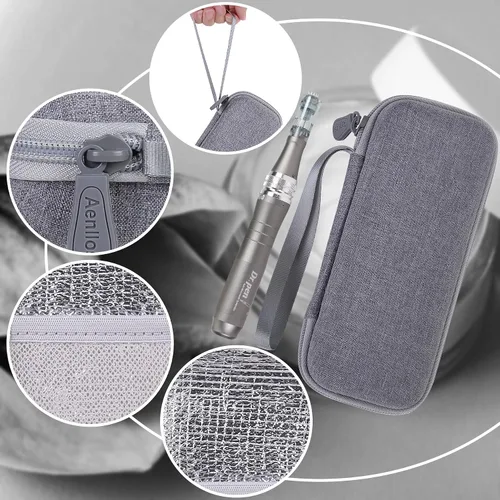 Miniatura 2 de Aenllosi Funda rígida compatible con bolígrafo de microagujas profesional y cartuchos reemplazables, soporte protector para bolígrafo Derma Gris