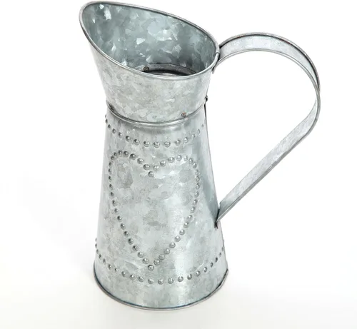 Miniatura 8 de Hosley Jarrón de metal galvanizado de 9.25 pulgadas – Jarrón rústico de arreglo floral de granja para decoración del hogar, cocina, boda y eventos