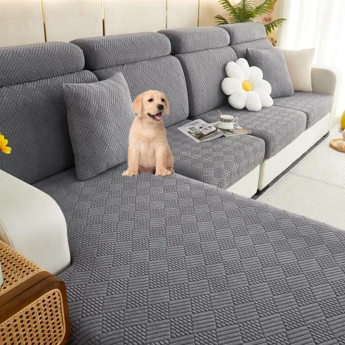 Miniatura 8 de Fundas de cojín universales para sofá 2024, lavables, fundas de sofá de 360°, impermeables, mágicas para sofá seccional de 1/2/3, protector de Gris