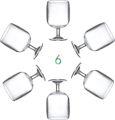 KOXIN-KARLU Vasos acrílicos clásicos apilables de plástico de 12 onzas, juego de 6 vasos transparentes