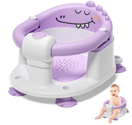 Miniatura 9 de Asiento de baño para bebés de 5 meses en adelante, asiento de baño antideslizante para sentarse, cojín suave y diseño compacto, asiento de bañera