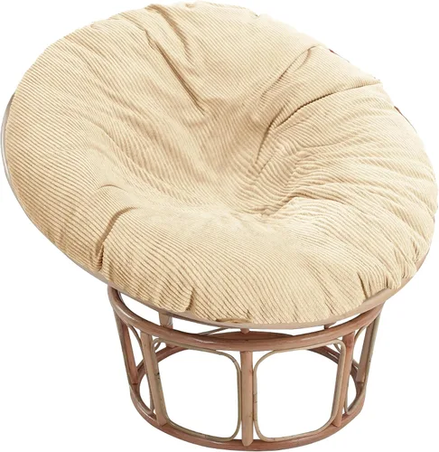 Sqodok Papasan - Fundas de cojín de 50 pulgadas de tela de pana para interiores, lavables a máquina, con cremallera y correas (tela de pana beige,