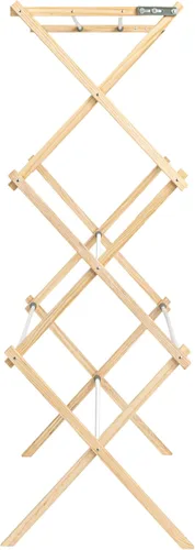 Miniatura 5 de Household Essentials X-Frame - Estante de secado de ropa, marco de madera estable con pies inclinados, varillas envueltas en vinilo suave, 23.8 pies