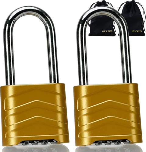 Miniatura 11 de Candado combinado para exteriores, 2.2 pulgadas, 2.205 in, ligero, resistente a la intemperie, 4 digitales, cuerpo de aluminio de seguridad