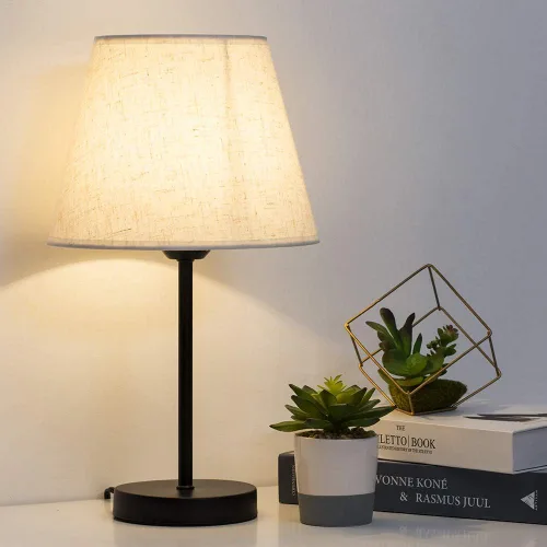 Miniatura 2 de HAITRAL Lámparas de mesita de noche, juego de 2 lámparas de mesita de noche pequeñas con pantalla de tela, lámparas de mesita de noche