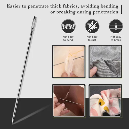 Miniatura 3 de Paquete de 20 agujas de coser largas, agujas largas para manualidades, agujas de costura de ojos grandes, agujas de muñeca de 6.8 pulgadas/6.9 in