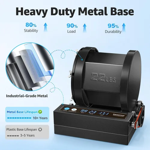 Miniatura 5 de Vaso de roca profesional – Pulidor de rocas de capacidad extra grande de 22 libras con motor sin escobillas, monitoreo de potencia en tiempo real