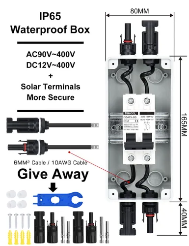 Miniatura 4 de DIHOOL Disyuntor de 20 amperios dc con caja eléctrica de desconexión pv para paneles solares, interruptor de desconexión solar al aire libre