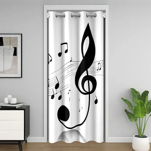 Miniatura 36 de Erosebridal Cortinas opacas de hojas para ventana de puerta, cortinas opacas de hojas blancas y negras, cortina de puerta de hojas, plantas Hojas