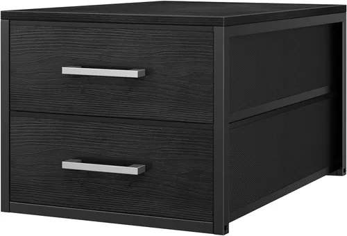 Miniatura 13 de BOLUO Cajones de Almacenamiento Apilables Organizadores de Armario y Almacenamiento de Tela Negro Cómoda de 2 Cajones para Dormitorio Moderno