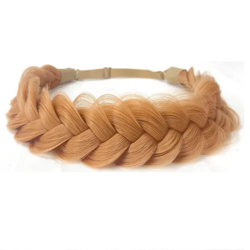 Miniatura 10 de Diadema trenzada sintética clásica de cabello con hebras anchas para boda, trenzas esponjosas desordenadas, banda para peluca, accesorio de belleza