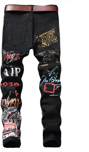 Miniatura 2 de Baylvn - Pantalones de mezclilla entallados y estampados para hombre con corte recto