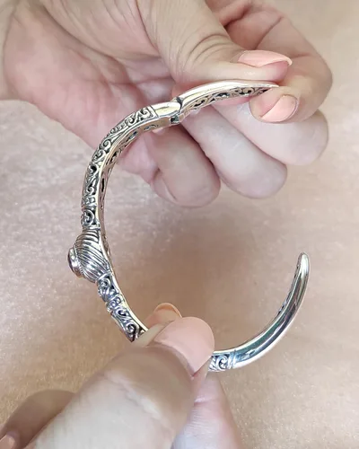 Miniatura 4 de Pulsera de plata de ley étnica de Bali con piedra de amatista B1, Plata de ley Plata, Amatista