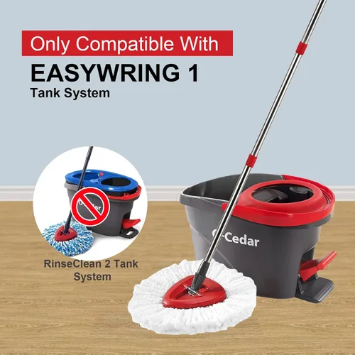 Miniatura 2 de Cabezal de repuesto para trapeador giratorio con 1 base giratoria y 1 mango. Recambios de fregona EasyWring compatibles con SpinMop triangular
