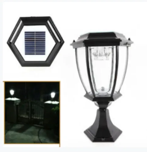 Miniatura 5 de Lámpara de poste de jardín de 2 piezas de 5 W LED de energía solar para exteriores, impermeable, negro, ahorro de energía para césped, jardín