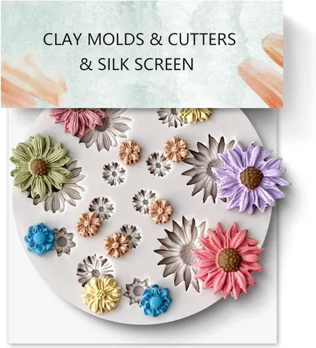Miniatura 4 de Moldes de arcilla polimérica de flores pequeñas de margarita, moldes de arcilla miniatura de 13 cavidades para hacer joyas, decoración de pasteles