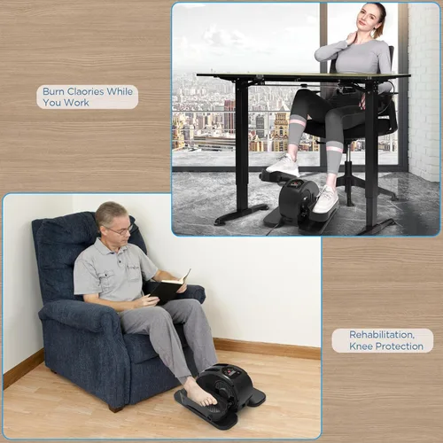 Miniatura 2 de Elíptica debajo del escritorio, ejercitador de pedal eléctrico sentado, silencioso, compacto, mini entrenador elíptico con monitor de pantalla