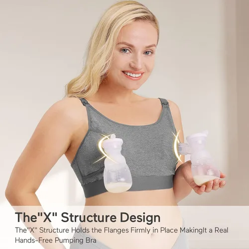 Miniatura 2 de Momcozy Hands Free Pumping Bra, Adjustable Breast-Pumps Holding and Nursing Bra, Pumping & Nursing Bra in One