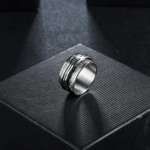 Miniatura 3 de Magitaco Anillos giratorios de acero inoxidable, anillos para ansiedad, anillos de ansiedad para mujeres y hombres