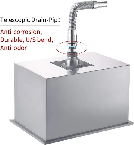 Miniatura 5 de Baúl de hielo desplegable - 14 pulgadas de ancho x 20-1/2 pulgadas de profundidad x 13-1/4 pulgadas de alto, enfriador de hielo de acero inoxidable