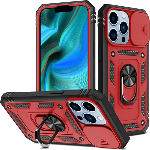 Miniatura 22 de Korecase Funda de protección para iPhone 12 Pro Max Kickstand con cubierta para lente de cámara, deslizante, grado militar, resistente, de doble Rosa