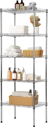 Miniatura 13 de Estantería de 6 alambres ajustable, estante de almacenamiento de metal con patas niveladoras para armario, lavandería, despensa, cocina, garaje