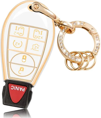 Miniatura 5 de Funda para llavero sin tapa con llavero de metal compatible con Chrysler Town y Country Dodge Grand Caravan Car sin llave accesorios de control Negro