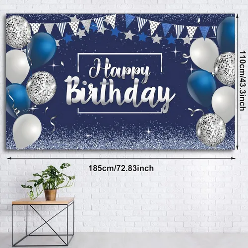 Miniatura 2 de Tatuo Decoraciones de Feliz Cumpleaños Telón de Fondo Pancarta, Cartel de Fondo de Cumpleaños con Purpurina Suministros de Fiesta Fondo de Fotos