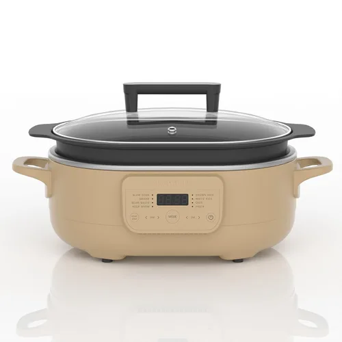 6 Quart Multi-Cooker, with 8-in-1 Casserole Programmable Slow Cooker, Dutch Oven, Pasta, Nonstick, Oven Safe Pot to 500°F Brown Sugar
