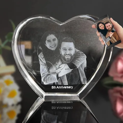 Miniatura 10 de Foto de cristal 3D, marco de fotos cuadrado personalizado de cristal, grabado personalizado con tu propia foto, regalo personalizado de aniversario