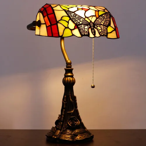 Lámpara de Banquero Tiffany Pequeña Lámpara de Mesa de Vidrio Emplomado Estilo Tiffany Luz de Piano Lámpara de Escritorio Ángulo Ajustable 10.6 x