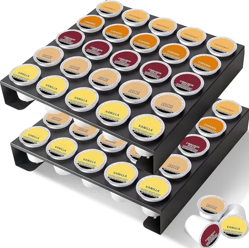 Miniatura 8 de MyLifeUNIT Organizador de tazas K para cajón montado en la pared, soporte de almacenamiento de cápsulas de café para estación de café, oficina