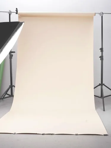 Miniatura 3 de Huamei Papel de fondo de fotografía sin costuras, rollo de papel de fondo beige para sesión de fotos, video y transmisión, 53 pulgadas de ancho x 16