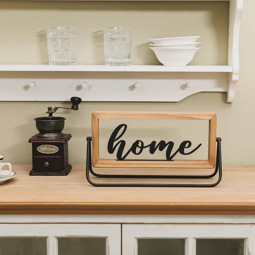 Miniatura 4 de NIKKY HOME Letrero de madera para el hogar, letrero de letras con recorte independiente para el hogar, letrero rústico para mesa, letrero decorativo