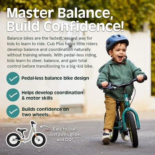 Miniatura 4 de Retrospec Cub Plus - Bicicleta de equilibrio para niños y niñas de 18 meses a 4 años, sin pedales, con marco ligero y freno en V ajustable, asiento