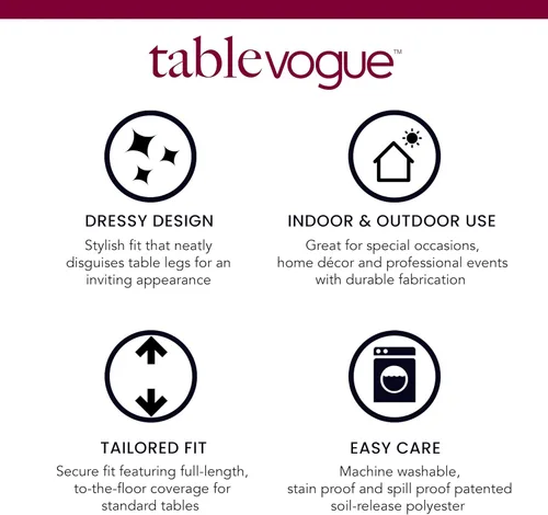 Miniatura 5 de Tablevogue Event Linens - Mantel ajustable de microfibra lavable de 6 pies para mesa rectangular de bufé, fiestas, cenas de vacaciones, granate