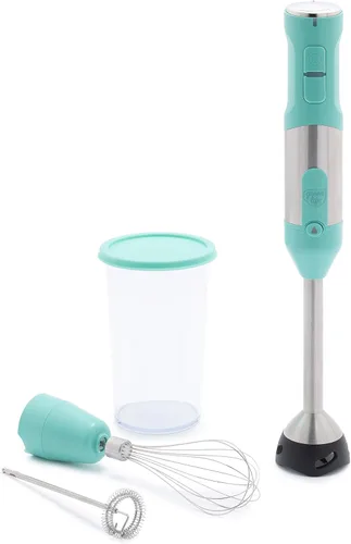 Miniatura 10 de GreenLife Batidora de mano eléctrica de inmersión de 500 vatios con cuchillas de acero inoxidable, batidor, espumador, taza y tapa medidora, sopas