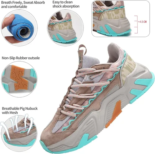 Miniatura 2 de Tenis de plataforma gruesa para mujer, antideslizantes, con cordones, para caminar