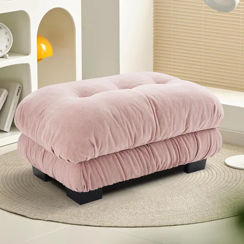 Miniatura 97 de Reposapiés Otomano Tapizado de Terciopelo con Cojín para Sofá Seccional Sofá 300 libras para Sala de Estar (Beige)