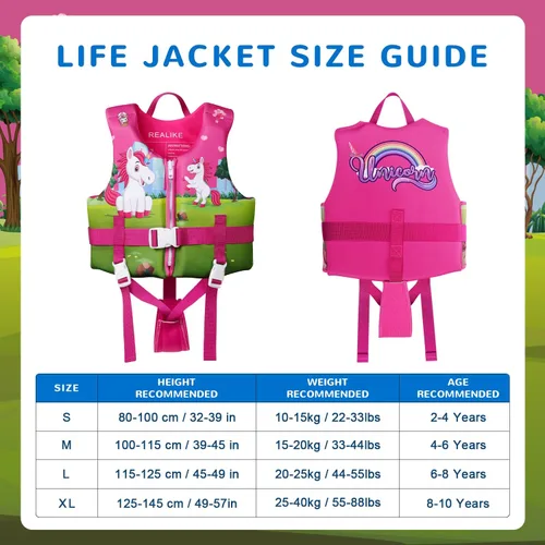 Miniatura 4 de REALIKE Chaleco de Natación para Niños Flotadores para Niños Pequeños Correa de Seguridad Ajustable Ayudas de Natación para Niños Pequeños Niños