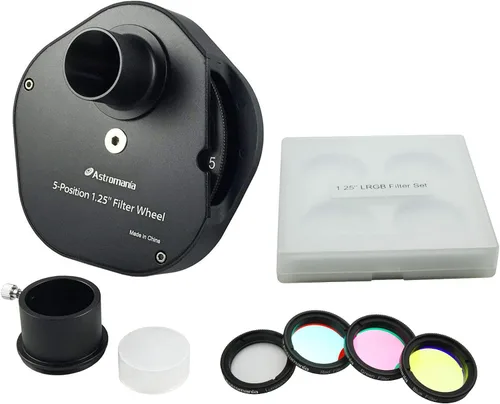 Miniatura 11 de Rueda de filtros Astromania para telescopio, cajón de filtros compatible con filtro de telescopio de 1.25 pulgadas para observación de planetas