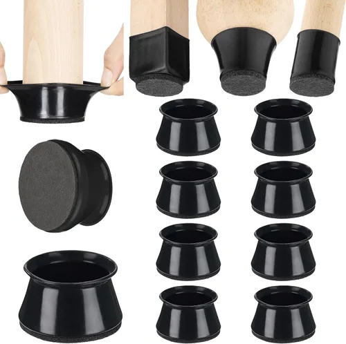 Miniatura 15 de Aneaseit Protectores de suelo para patas de silla, almohadillas de silicona con parte inferior de fieltro para suelos de madera dura y pies