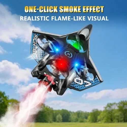 Miniatura 3 de Avión RC con spray frío, aviones de control remoto de espuma con luz LED, juguetes de combate de 360°, rollo de acrobacias, avión RC para niños