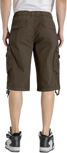 Miniatura 6 de Pantalones cortos cargo con cintura elástica para hombre, con bolsillo con cremallera, ajuste relajado, elásticos, ligeros, de algodón