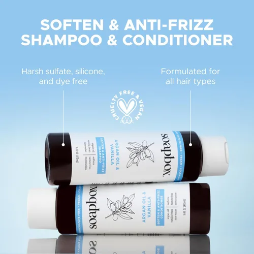 Miniatura 4 de Soapbox Acondicionador de aceite de argán y vainilla, controla el encrespamiento e hidrata, ingredientes limpios libres de productos químicos
