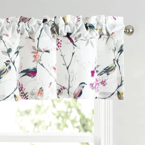Miniatura 24 de Leeva - Cortinas pequeñas con estampado de pájaros, 24 pulgadas de largo, conjunto de paneles para ventanas, diseño de estampado de pájaros