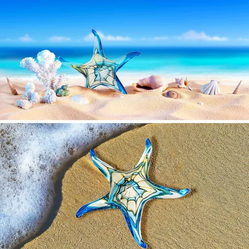 Miniatura 7 de Estatua de estrella de mar de vidrio soplado a mano, figura de arte moderna de estrella de mar de 4.5 pulgadas, adorno coleccionable de estrellas