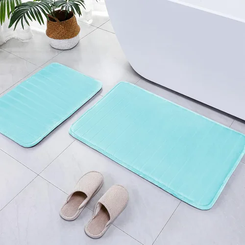 Miniatura 4 de SWEMSTAR Alfombra de baño de espuma viscoelástica con alfombra de inodoro, tapete de baño absorbente de agua para suelo de baño, antideslizante