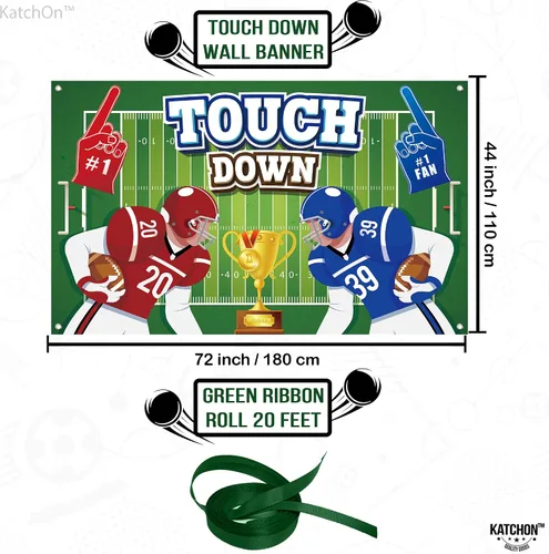 Miniatura 2 de KatchOn Fondo de fútbol extragrande de 72 x 44 pulgadas, pancarta de touchdown para decoraciones de fiesta de cumpleaños de fútbol americano