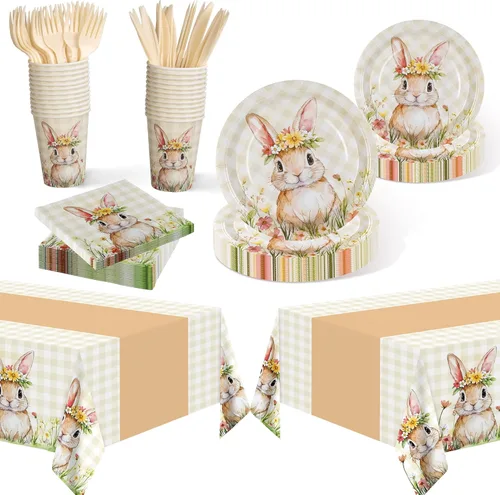 Miniatura 8 de Childom Suministros para fiesta de Acción de Gracias, juego de 102 piezas de fiesta temática de Acción de Gracias, juego de vajilla de decoración